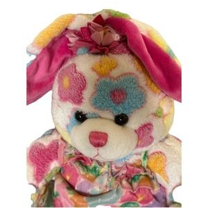 Build A Bear BAB Original 2010 Blossom Bunny w Dress & Bows Floral Easter 16"
